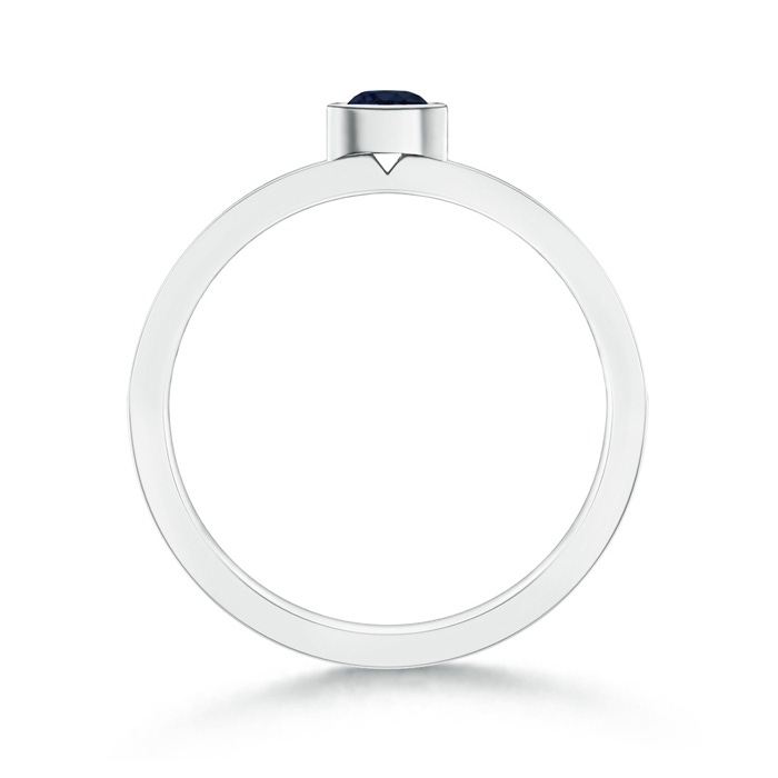 3.5mm A Bezel Round Sapphire Stackable Ring with Diamond Accents in White Gold side-1