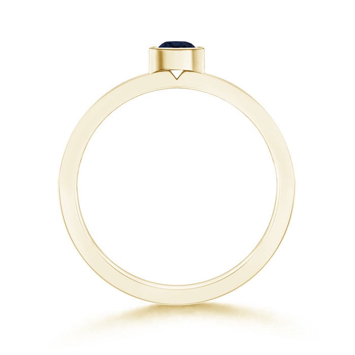 3.5mm A Bezel Round Sapphire Stackable Ring with Diamond Accents in Yellow Gold side-1