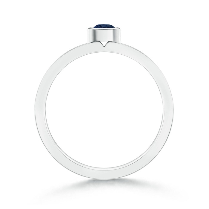 3.5mm AA Bezel Round Sapphire Stackable Ring with Diamond Accents in White Gold side-1