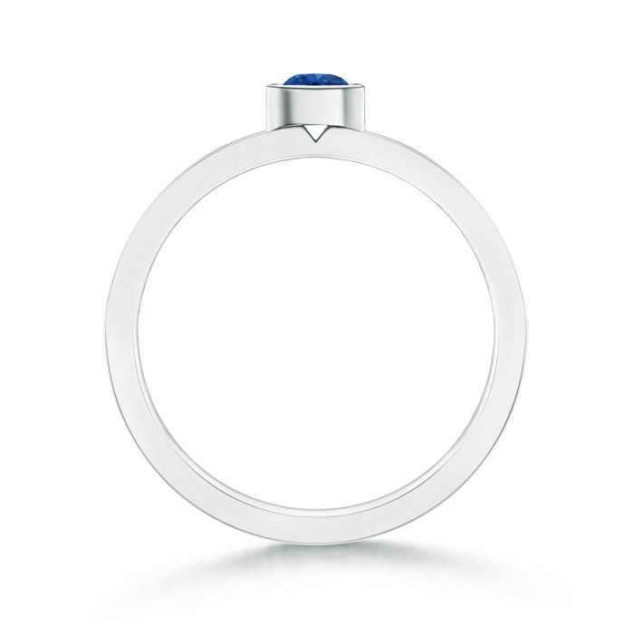 3.5mm AAA Bezel Round Sapphire Stackable Ring with Diamond Accents in White Gold side-1