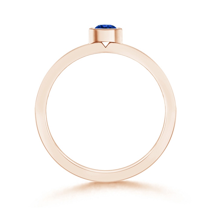 3.5mm AAAA Bezel Round Sapphire Stackable Ring with Diamond Accents in Rose Gold side-1