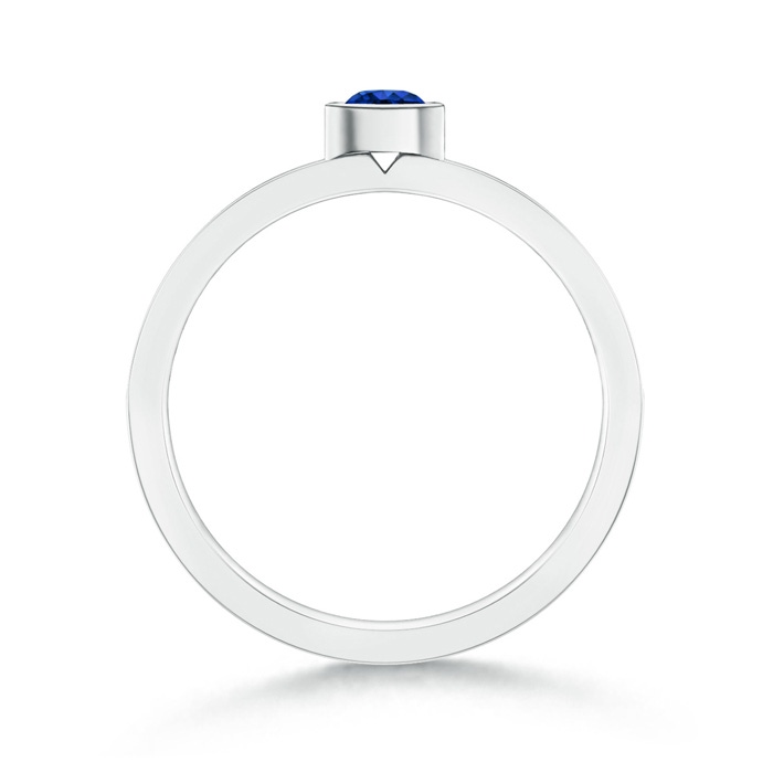 3.5mm AAAA Bezel Round Sapphire Stackable Ring with Diamond Accents in White Gold side-1