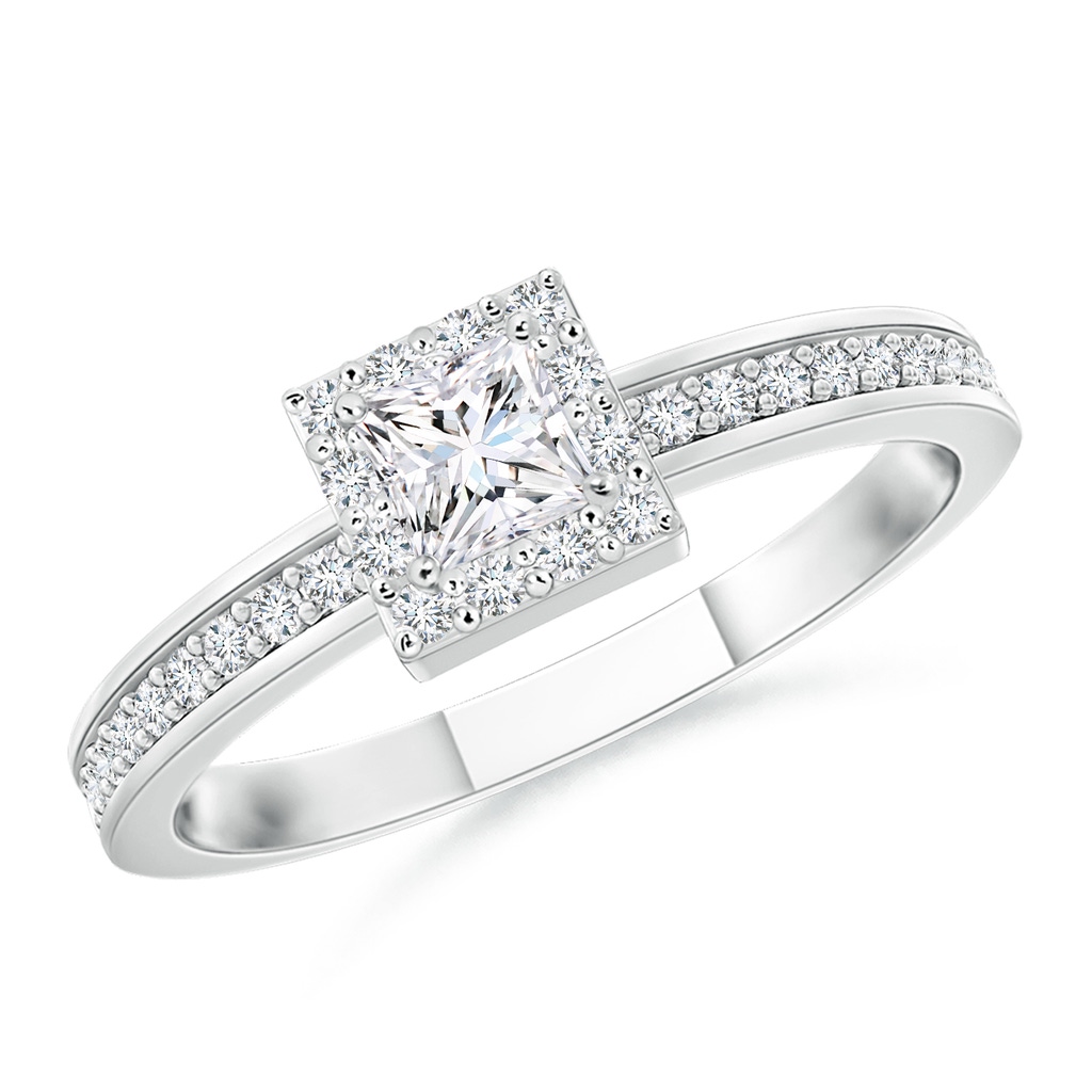 3mm GVS2 Princess-Cut Diamond Halo Stackable Ring in P950 Platinum