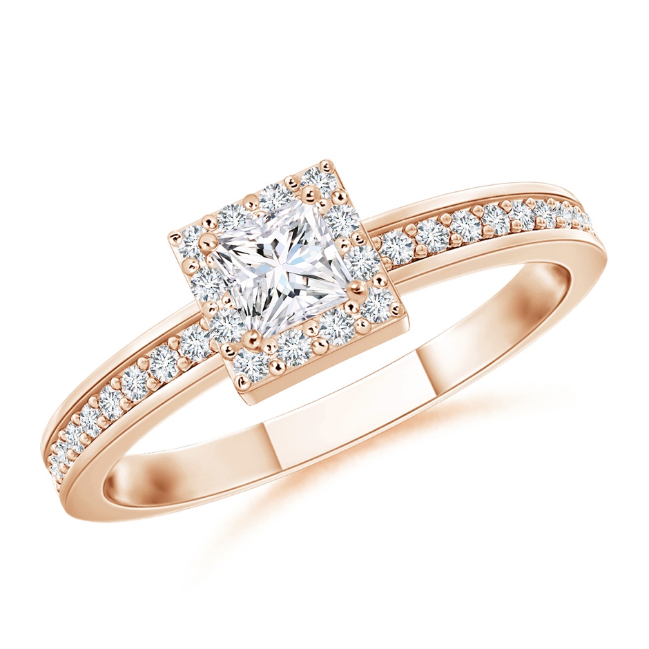 3mm GVS2 Princess-Cut Diamond Halo Stackable Ring in Rose Gold 