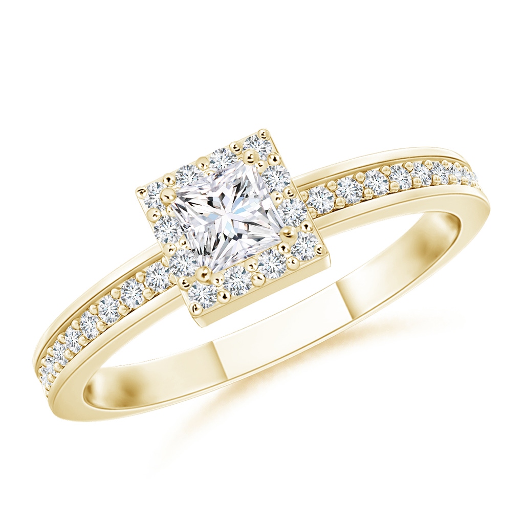 3mm GVS2 Princess-Cut Diamond Halo Stackable Ring in Yellow Gold