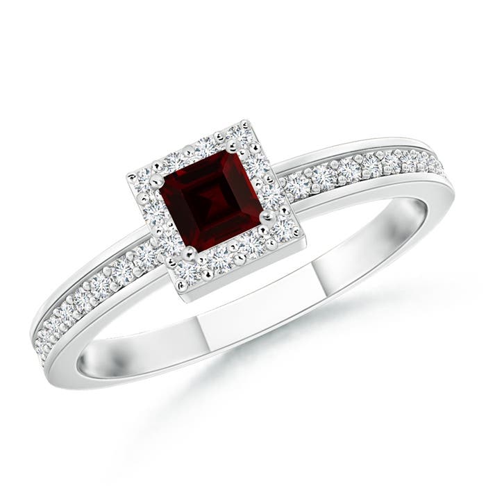 A - Garnet / 0.36 CT / 14 KT White Gold