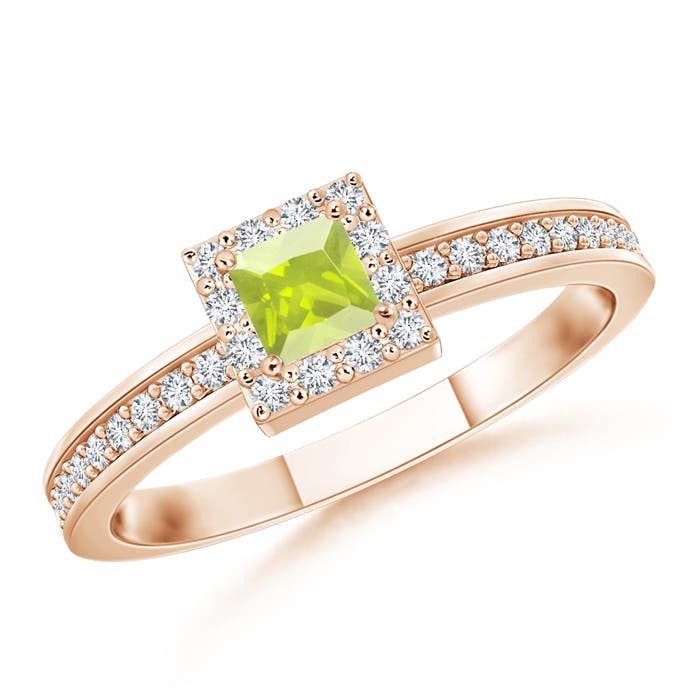 A - Peridot / 0.32 CT / 14 KT Rose Gold