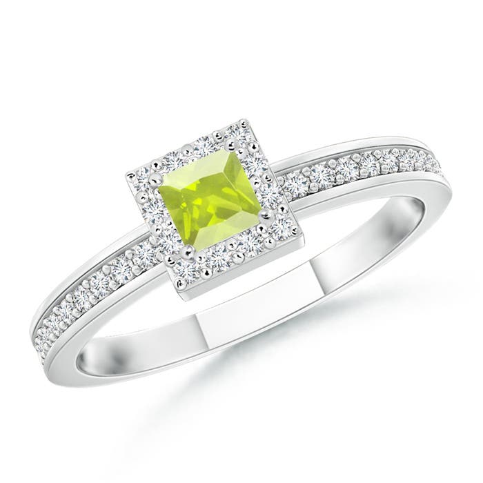 A - Peridot / 0.32 CT / 14 KT White Gold