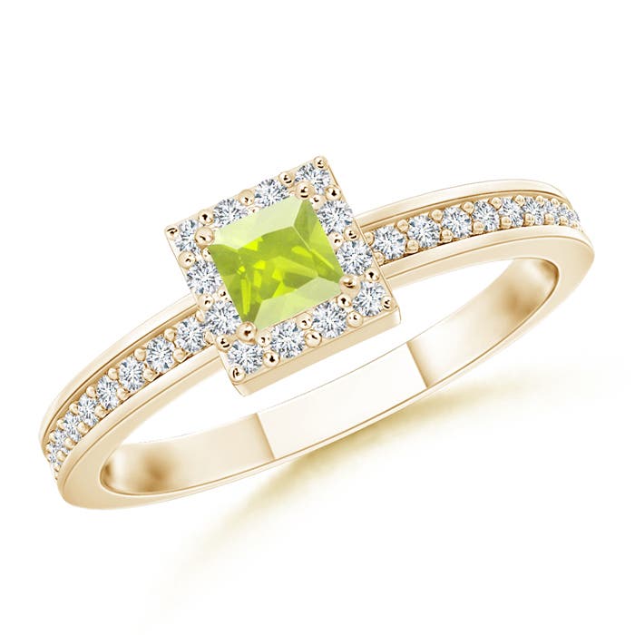 A - Peridot / 0.32 CT / 14 KT Yellow Gold