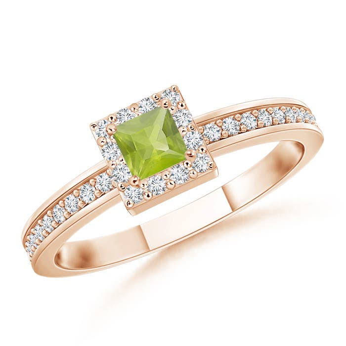 AA - Peridot / 0.32 CT / 14 KT Rose Gold