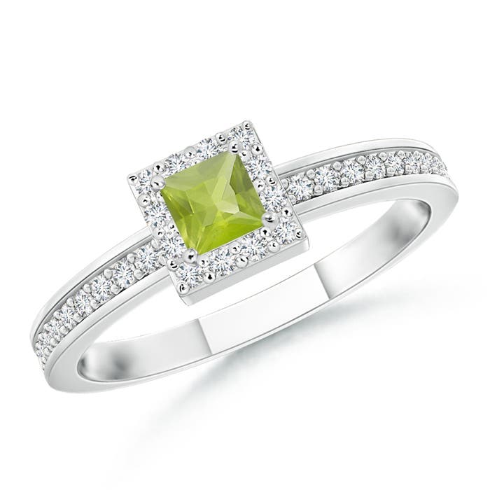 AA - Peridot / 0.32 CT / 14 KT White Gold