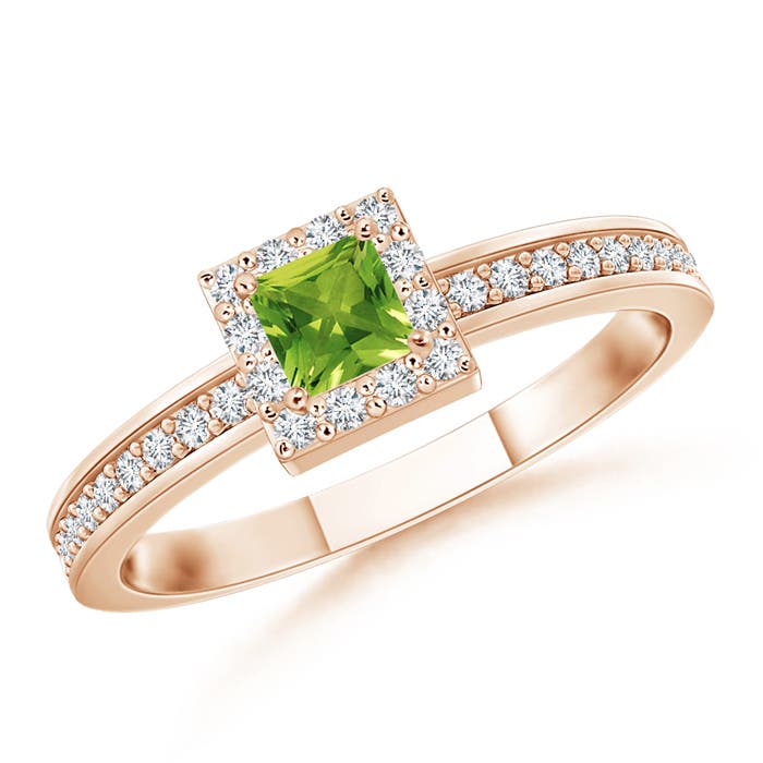 AAAA - Peridot / 0.32 CT / 14 KT Rose Gold