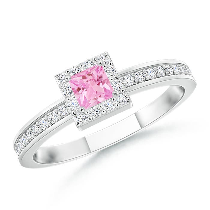 A - Pink Sapphire / 0.34 CT / 14 KT White Gold