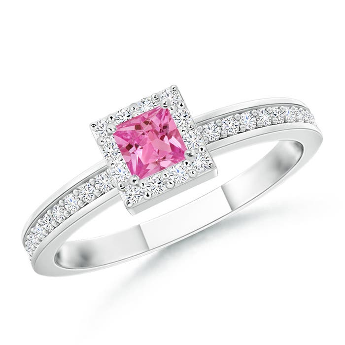 AAAA - Pink Sapphire / 0.34 CT / 14 KT White Gold