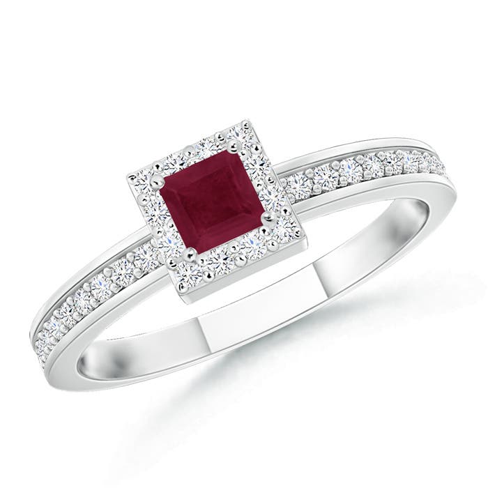 A - Ruby / 0.36 CT / 14 KT White Gold