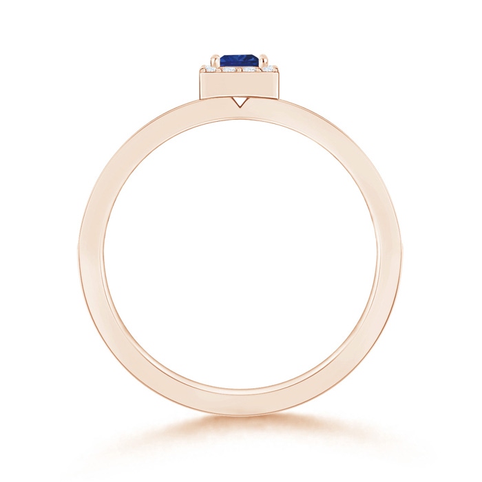 3mm AAA Square Blue Sapphire Stackable Ring with Diamond Halo in Rose Gold Product Image