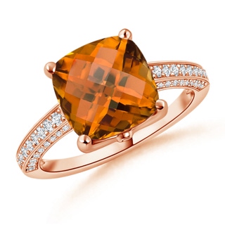 9.97x9.86x8.06mm AAA GIA Certified Cushion Orange Zircon Cocktail Ring in 18K Rose Gold