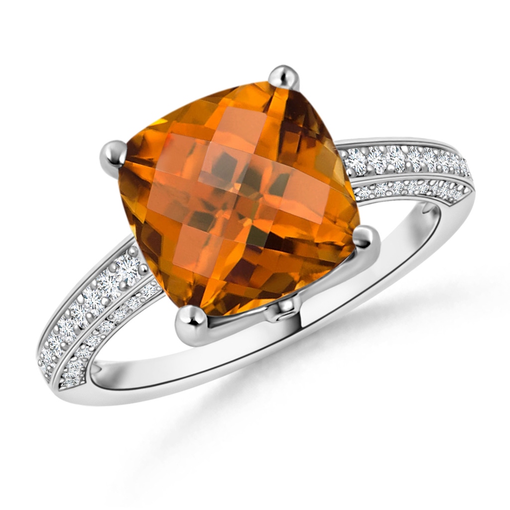 9.97x9.86x8.06mm AAA GIA Certified Cushion Orange Zircon Cocktail Ring in White Gold