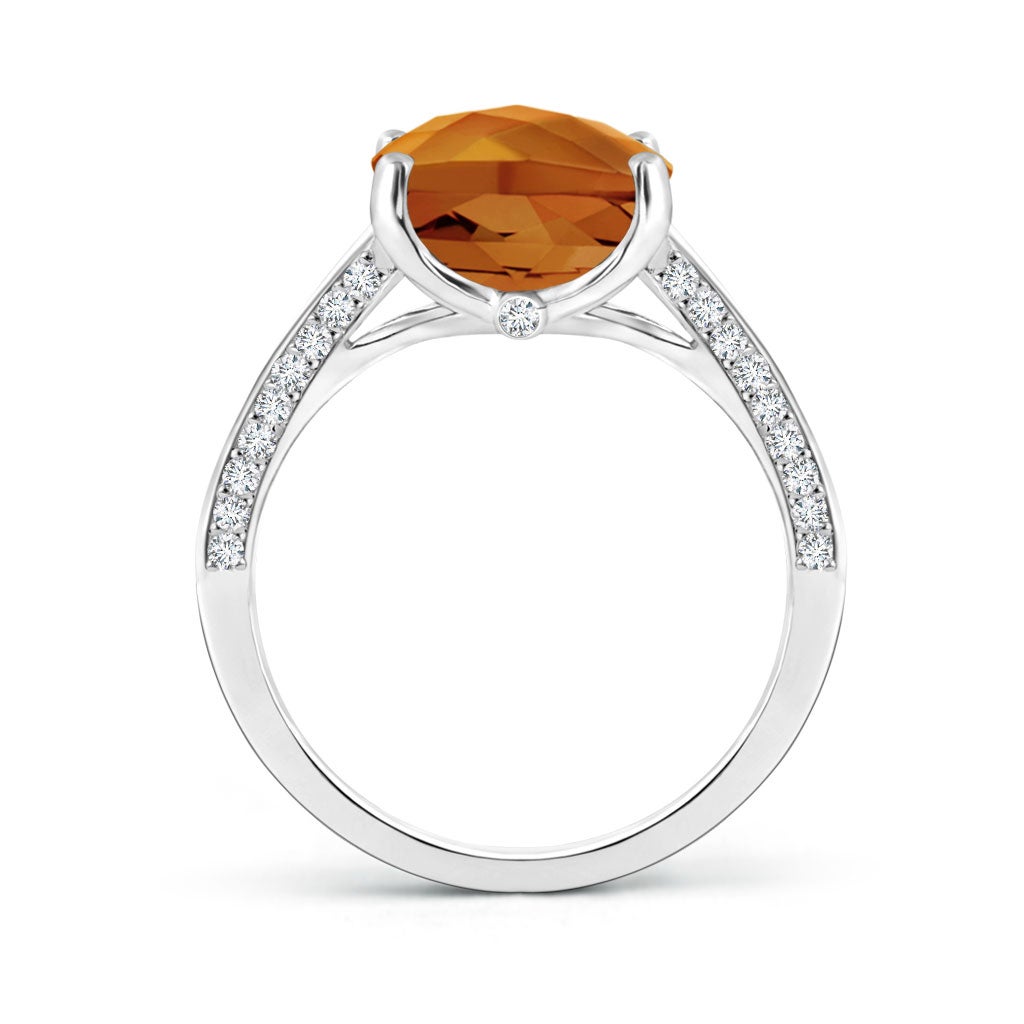 9.97x9.86x8.06mm AAA GIA Certified Cushion Orange Zircon Cocktail Ring in White Gold - side 2