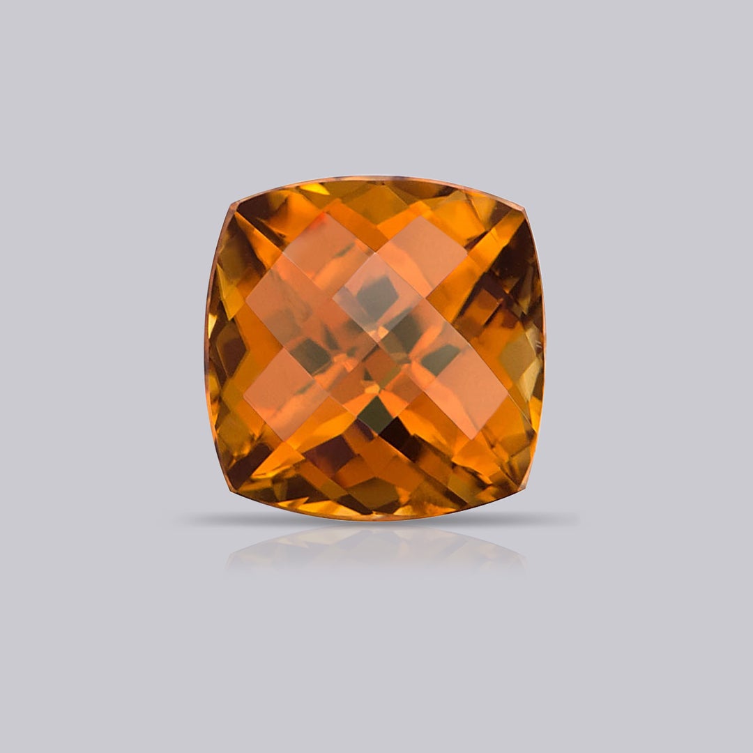 9.97x9.86x8.06mm AAA GIA Certified Cushion Orange Zircon Cocktail Ring in White Gold - stone
