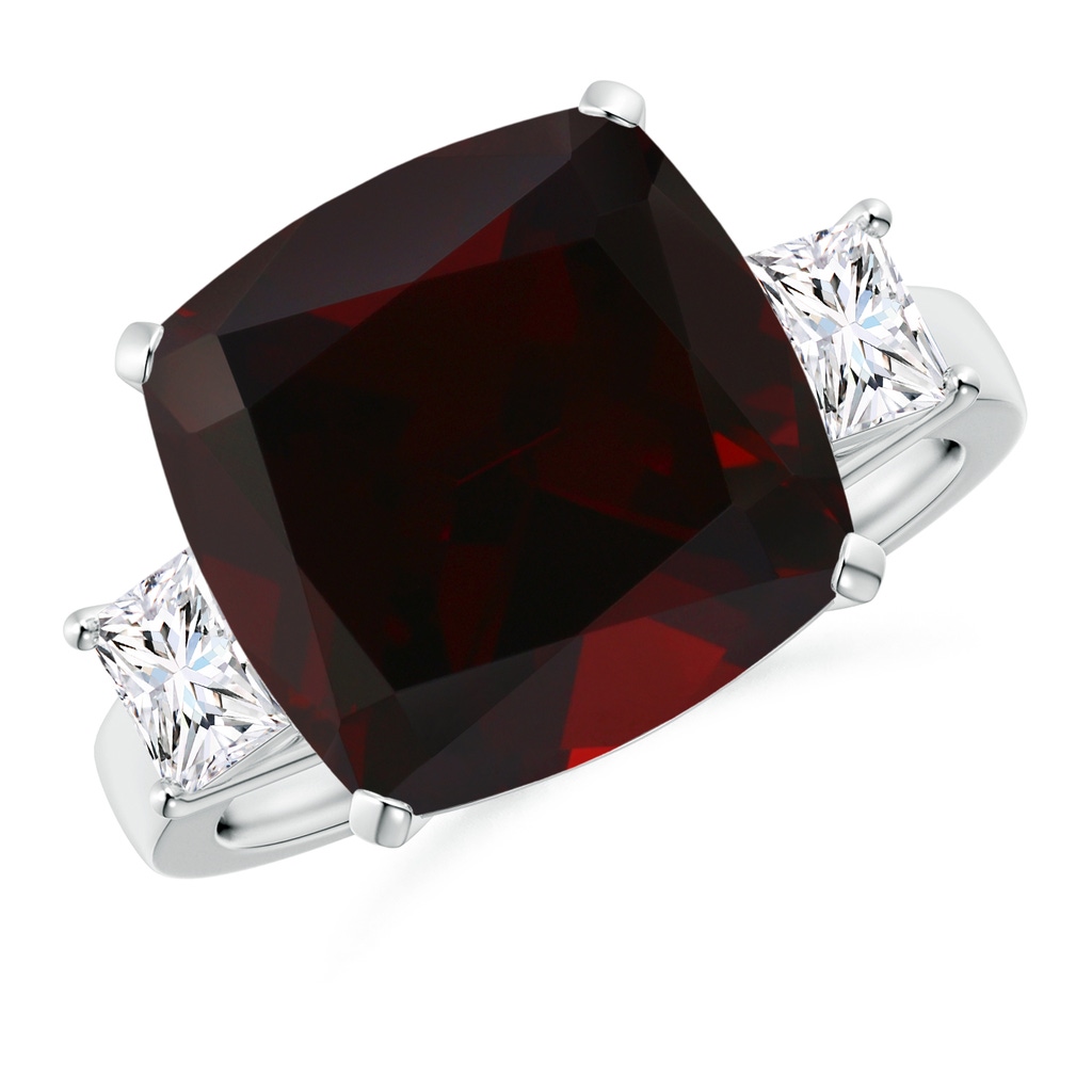 12.09x10.07x6.77mm AA GIA Certified Rectangular Cushion Garnet Three Stone Ring in P950 Platinum