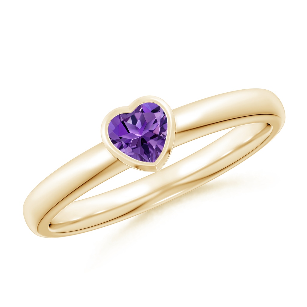 4mm AAAA Bezel-Set Solitaire Heart Amethyst Promise Ring in 18K Yellow Gold