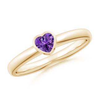 4mm AAAA Bezel-Set Solitaire Heart Amethyst Promise Ring in Yellow Gold