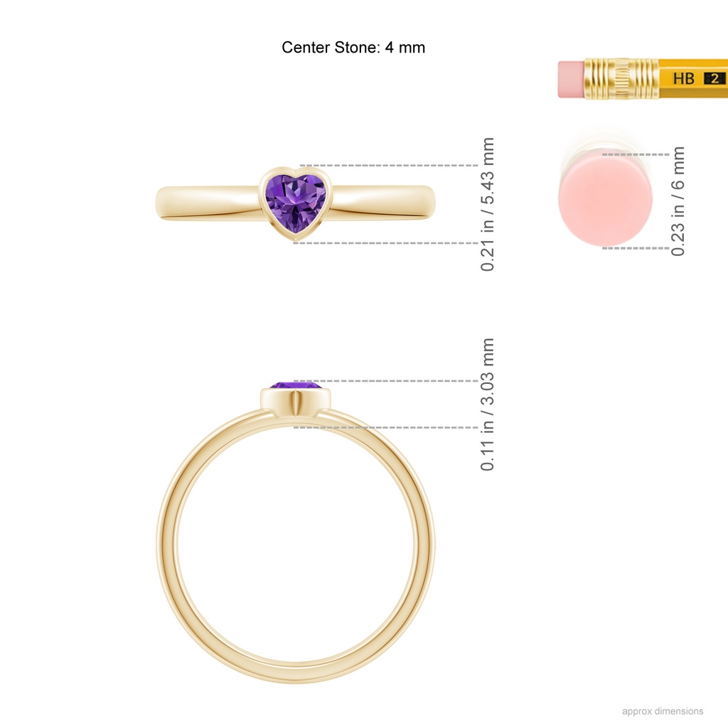 4mm AAAA Bezel-Set Solitaire Heart Amethyst Promise Ring in Yellow Gold Product Image