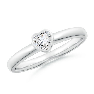 4mm GVS2 Bezel-Set Solitaire Heart Diamond Promise Ring in P950 Platinum