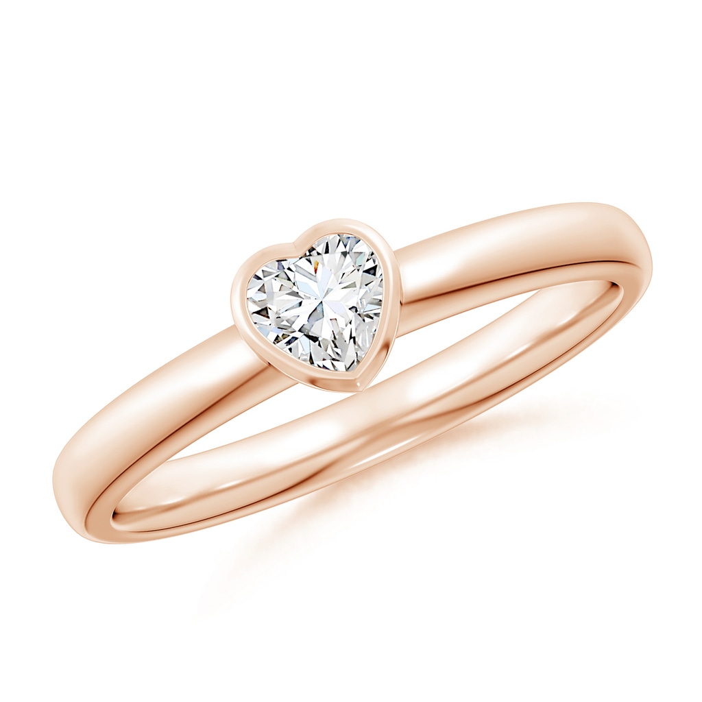 4mm GVS2 Bezel-Set Solitaire Heart Diamond Promise Ring in Rose Gold