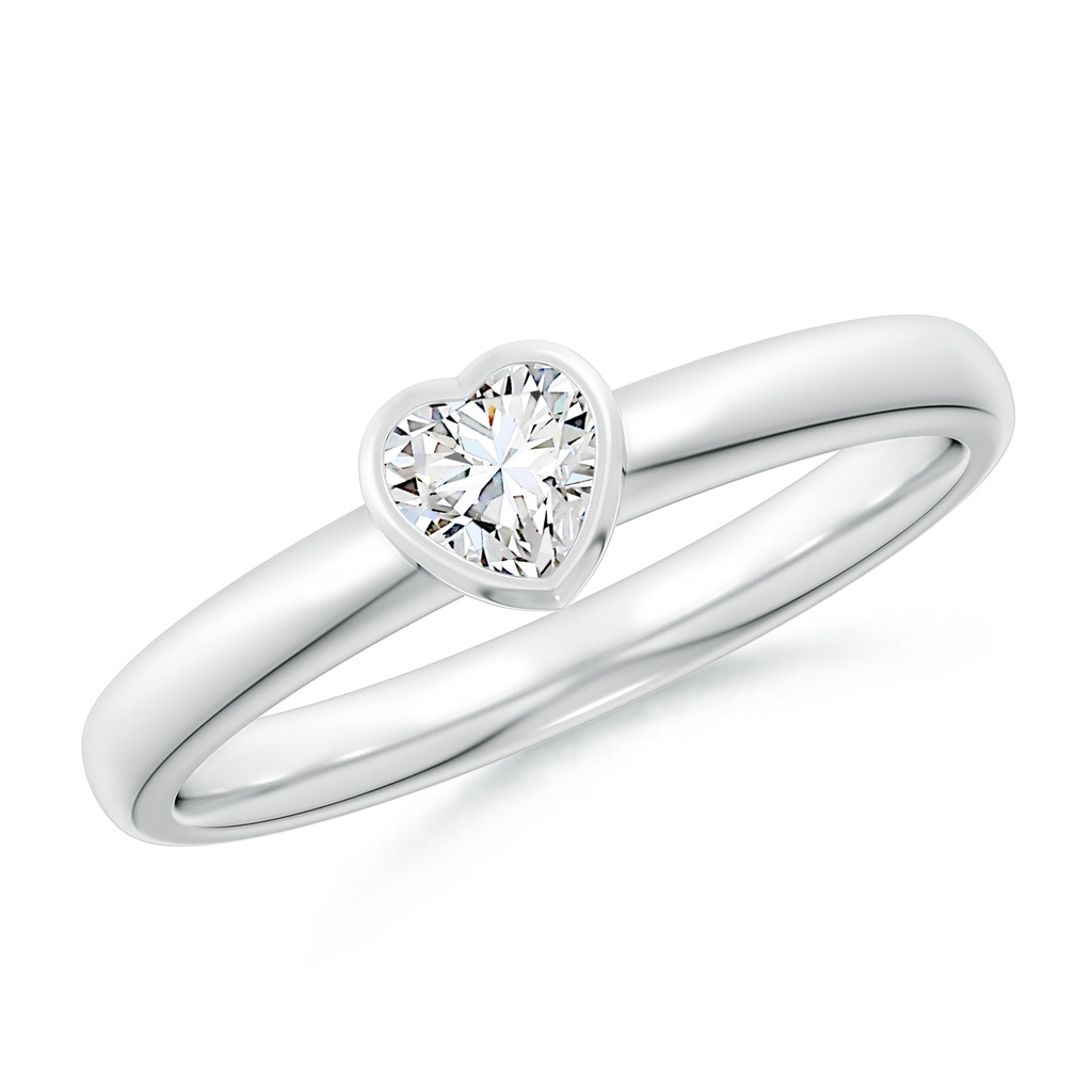 4mm GVS2 Bezel-Set Solitaire Heart Diamond Promise Ring in White Gold