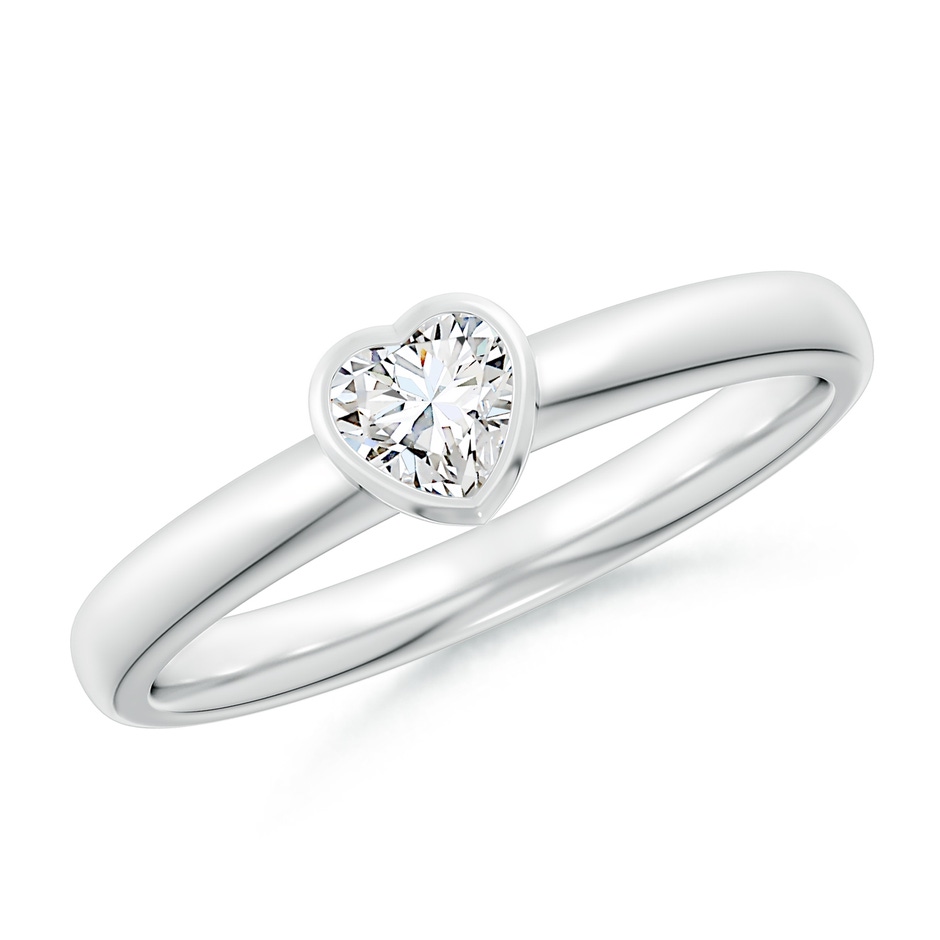 4mm GVS2 Bezel-Set Solitaire Heart Diamond Promise Ring in White Gold 