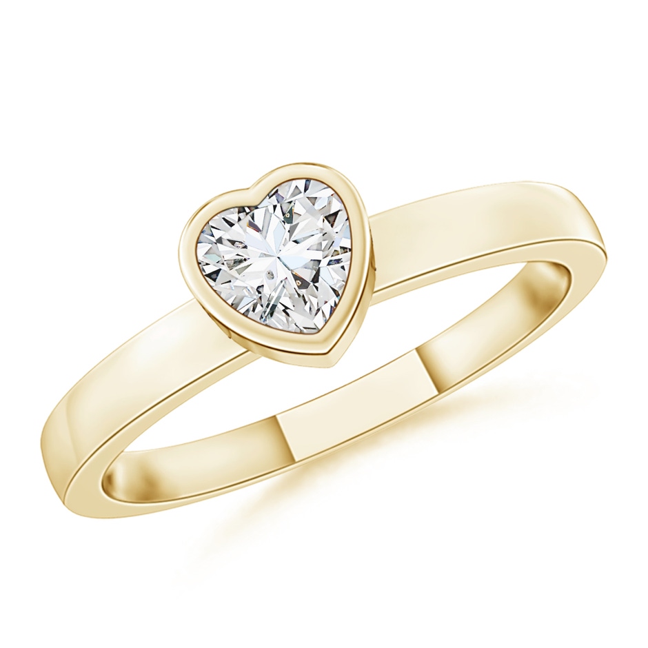 4mm HSI2 Bezel-Set Solitaire Heart Diamond Promise Ring in 9K Yellow Gold 