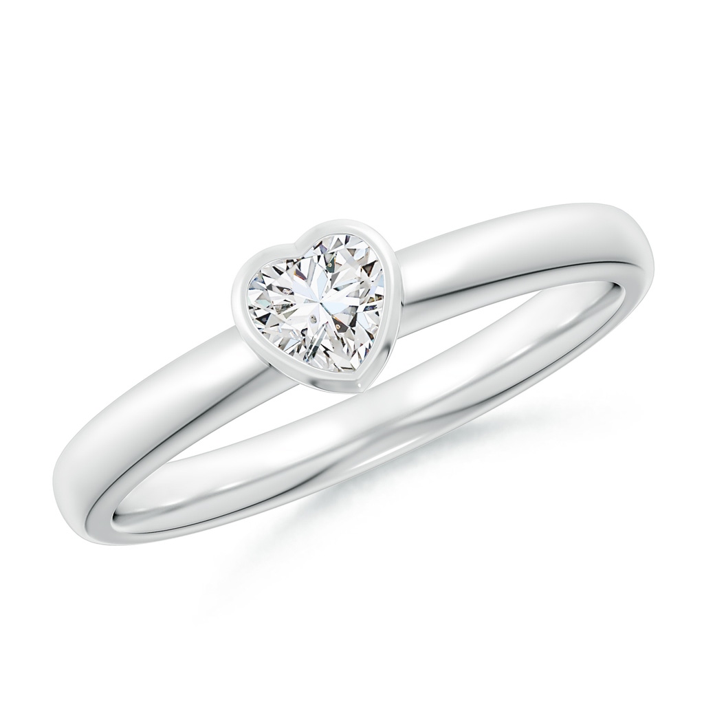 4mm HSI2 Bezel-Set Solitaire Heart Diamond Promise Ring in White Gold