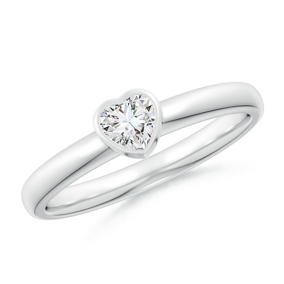 4mm HSI2 Bezel-Set Solitaire Heart Diamond Promise Ring in White Gold 