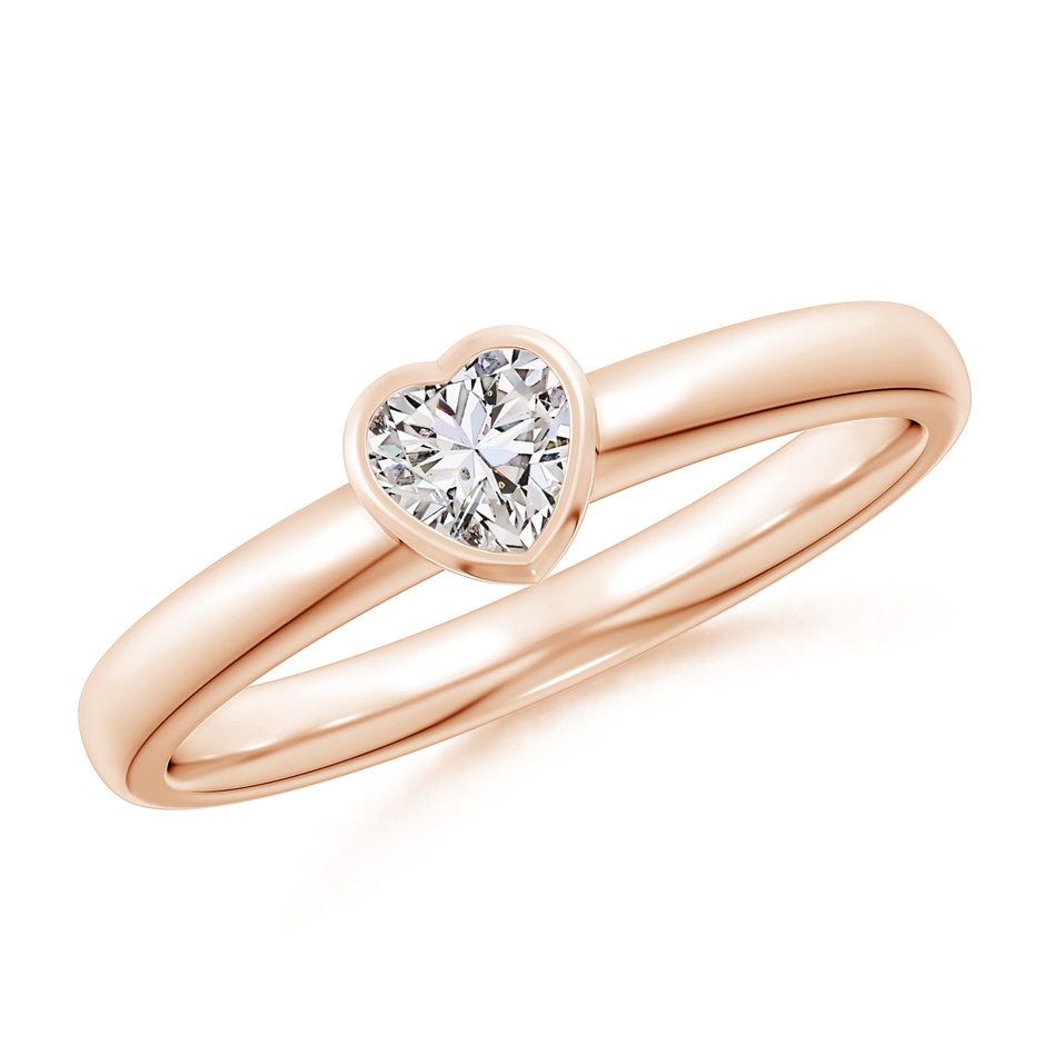 4mm IJI1I2 Bezel-Set Solitaire Heart Diamond Promise Ring in Rose Gold 