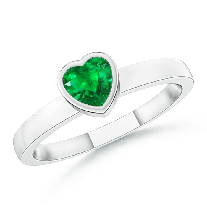 4mm AAA Bezel-Set Solitaire Heart Emerald Promise Ring in White Gold