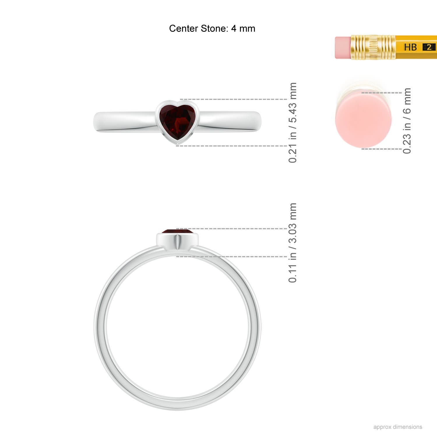 A - Garnet / 0.25 CT / 14 KT White Gold