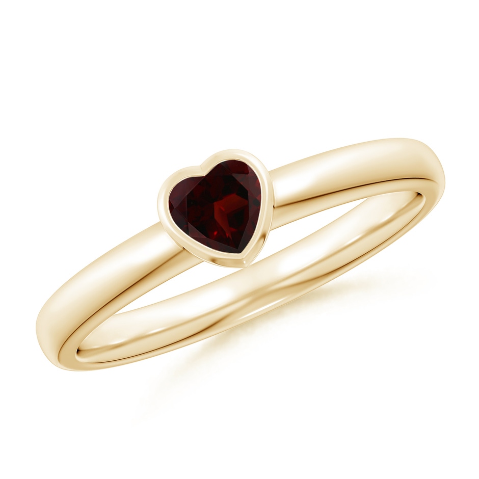 4mm A Bezel-Set Solitaire Heart Garnet Promise Ring in Yellow Gold 