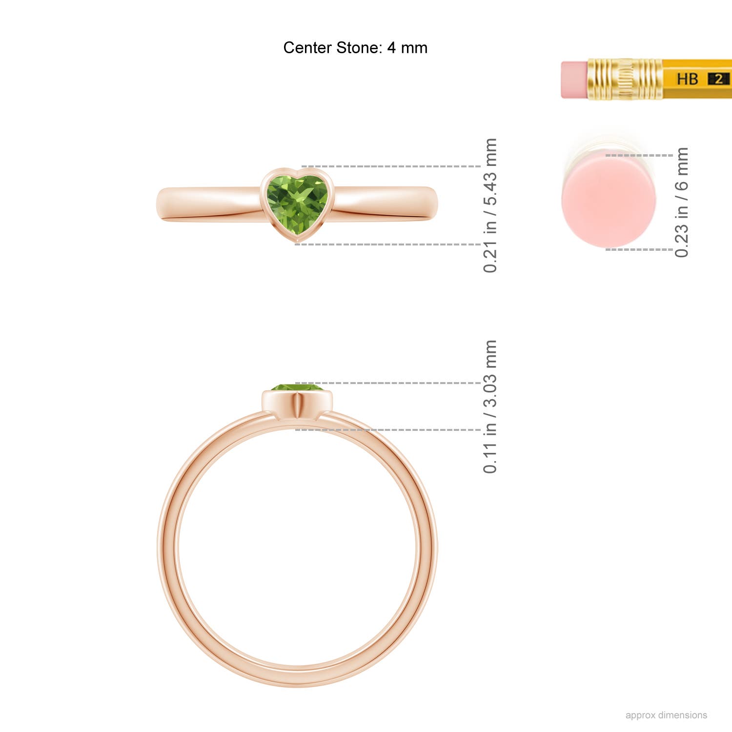 AAA - Peridot / 0.25 CT / 14 KT Rose Gold