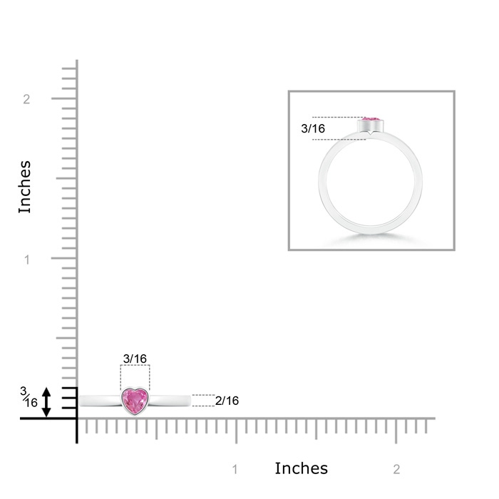 4mm AAA Bezel-Set Solitaire Heart Pink Sapphire Promise Ring in 9K White Gold product image