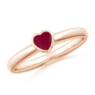4mm A Bezel-Set Solitaire Heart Ruby Promise Ring in 9K Rose Gold