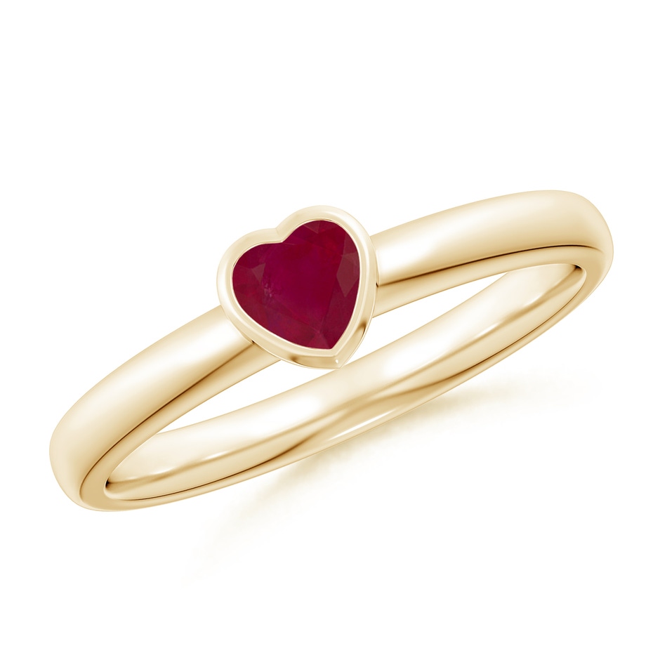 4mm A Bezel-Set Solitaire Heart Ruby Promise Ring in Yellow Gold 