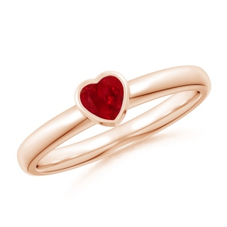 4mm AAA Bezel-Set Solitaire Heart Ruby Promise Ring in 10K Rose Gold