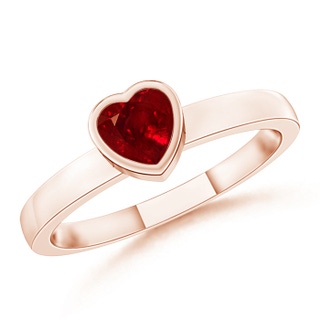 4mm AAAA Bezel-Set Solitaire Heart Ruby Promise Ring in 9K Rose Gold