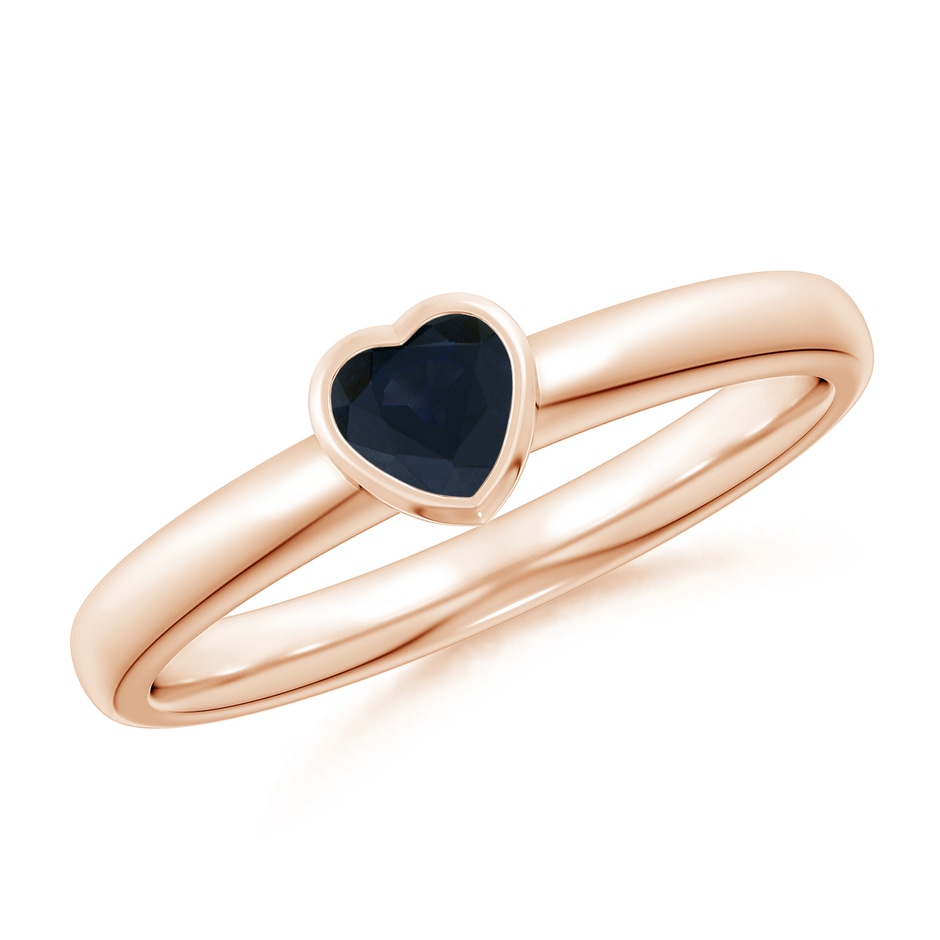 4mm A Bezel-Set Solitaire Heart Blue Sapphire Promise Ring in Rose Gold 