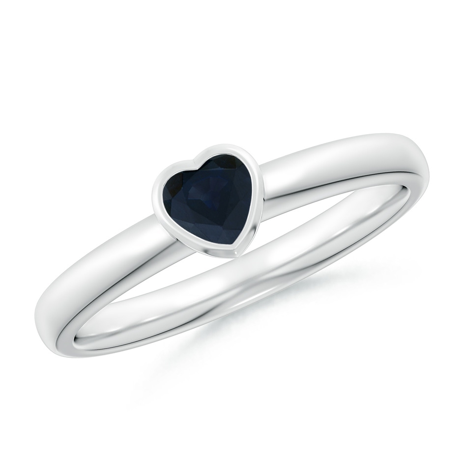 4mm A Bezel-Set Solitaire Heart Blue Sapphire Promise Ring in White Gold 