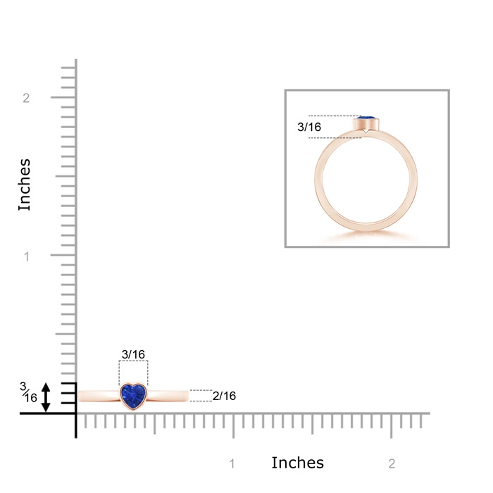 4mm AAA Bezel-Set Solitaire Heart Blue Sapphire Promise Ring in 9K Rose Gold product image