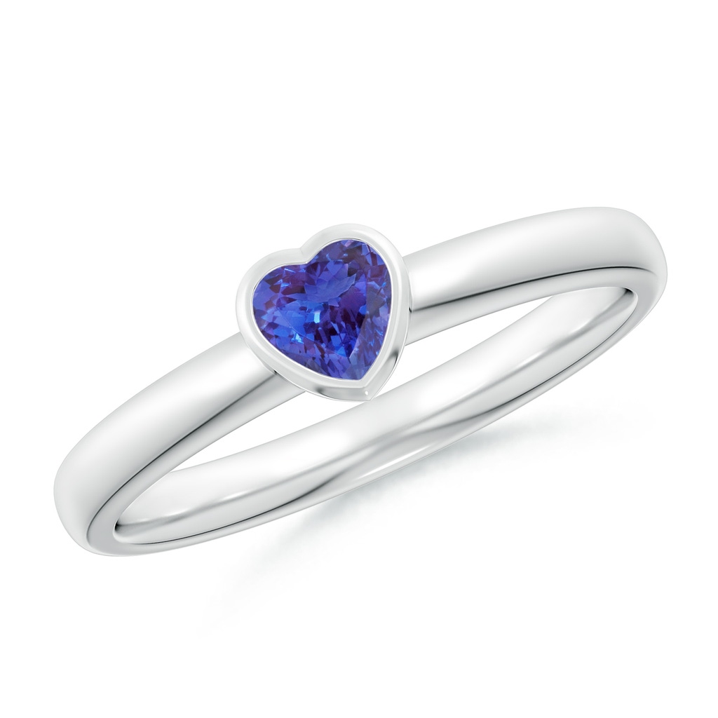 4mm AAAA Bezel-Set Solitaire Heart Tanzanite Promise Ring in P950 Platinum