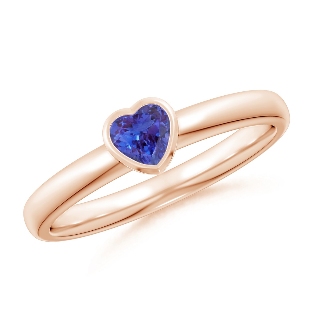 4mm AAAA Bezel-Set Solitaire Heart Tanzanite Promise Ring in Rose Gold